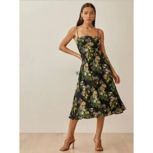 reformation butterfly dress green NWT $298 Reformation Butterfly Dress Emerald Green Midi Ruffle Formal Plus ES 20